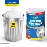 Garbage Bags Kitchen Tidy with Handle 35l - 30pk - 58cm X 71cm - White – image 3
