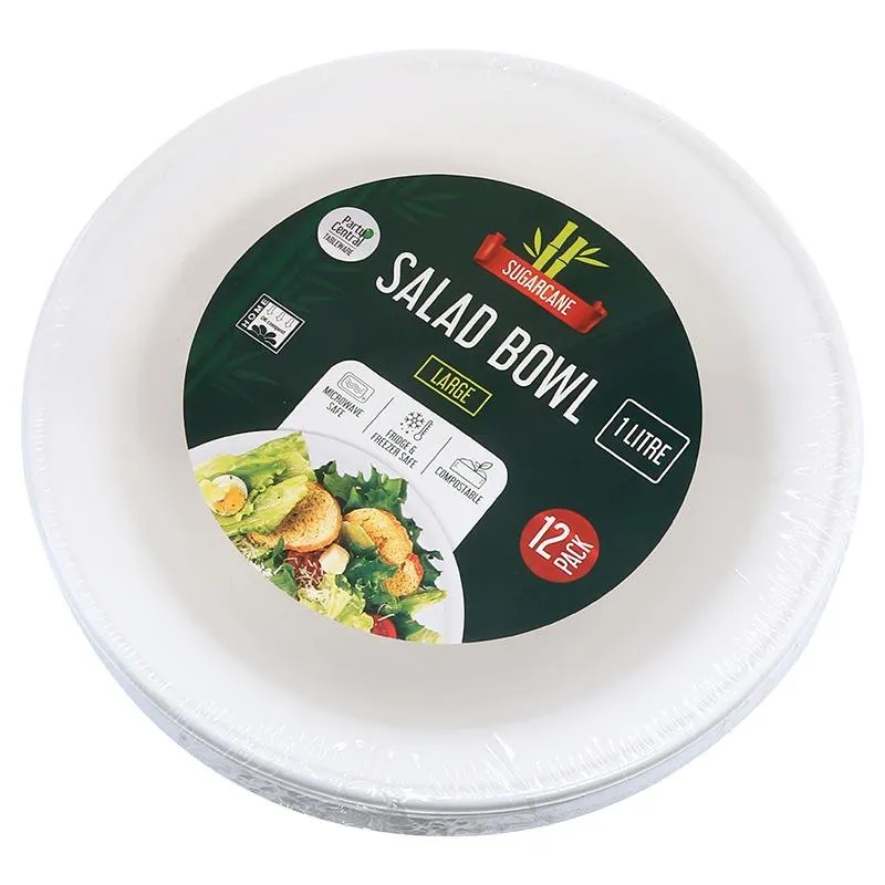 Sugarcane Bagasse Large Bowls - 1l - Ø20.5cm - 12pk (white) – image 3