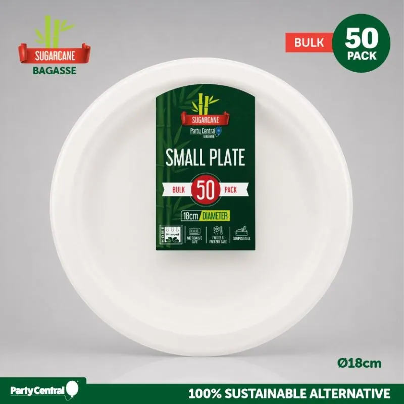 Sugarcane Bagasse Side Plates - Ø18cm - 50pk Bulk (white) – image 4