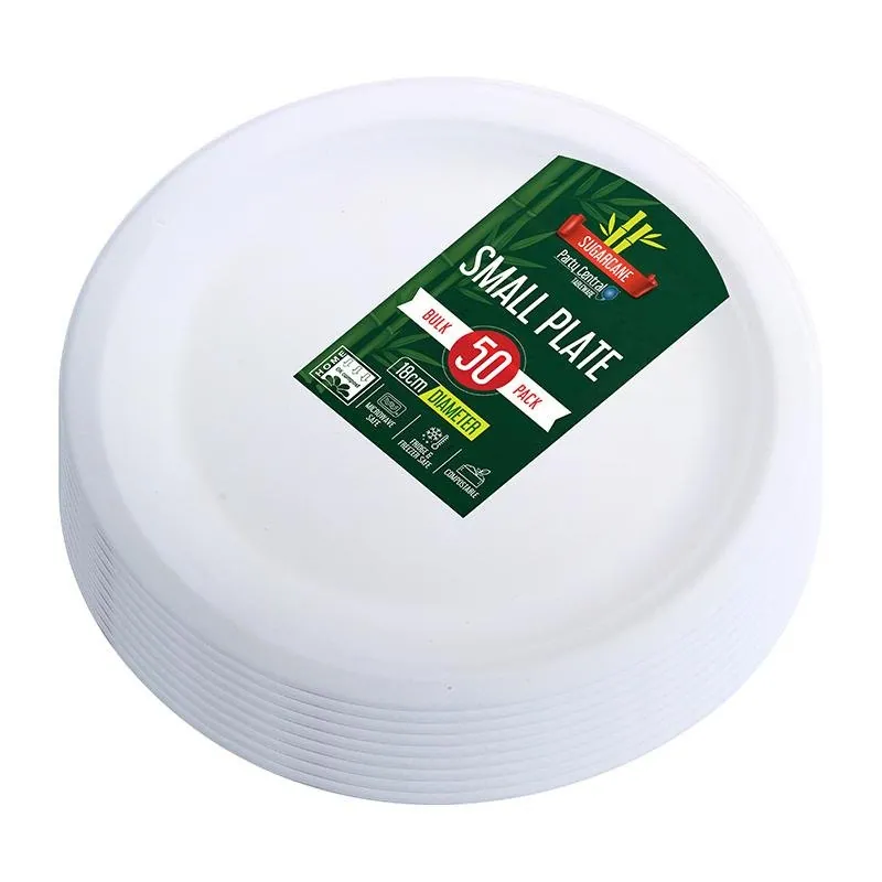 Sugarcane Bagasse Side Plates - Ø18cm - 50pk Bulk (white) – image 3