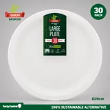Sugarcane Bagasse Round Dinner Plates Large - Ø26cm - 30pk (white) – image 4