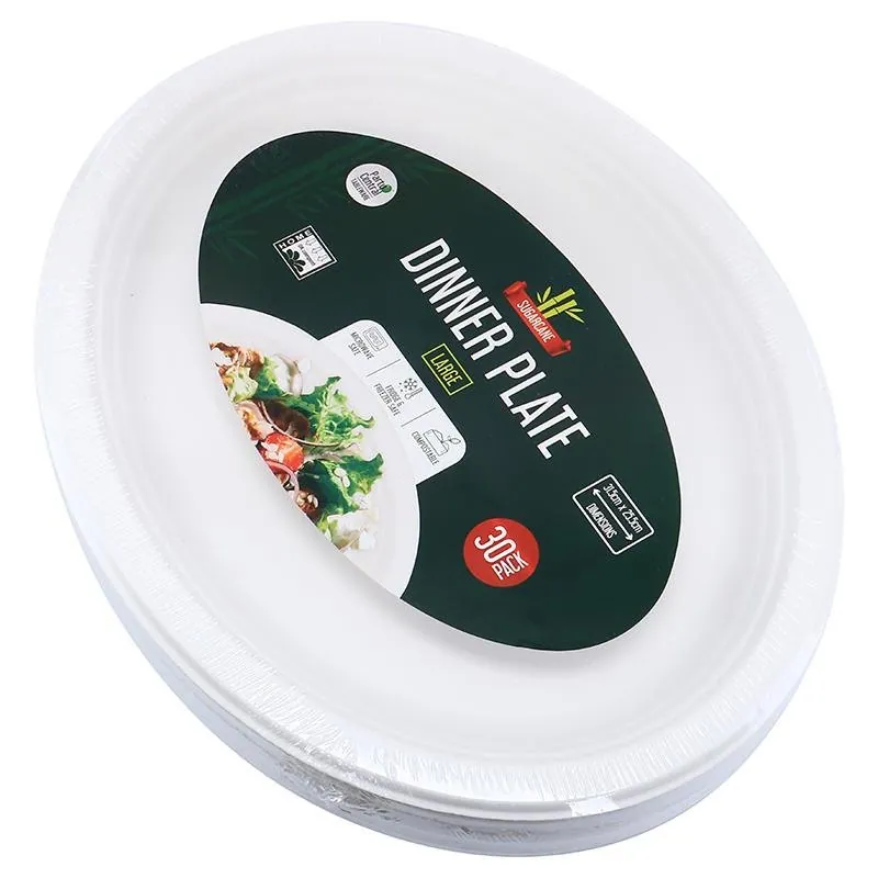 Sugarcane Bagasse Oval Dinner Plates Large - 25.5cm X 31cm - 30pk (white) – image 3