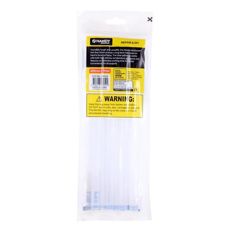 Glue Gun Hot Melt Glue Sticks 200mm X 11mm 12pc (Suitable with 40W Glue Gun) – image 3