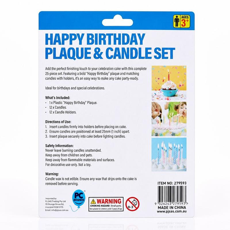 Birthday Candles & Plaque Set with Holders (25 Pieces) — photo 4 of 4