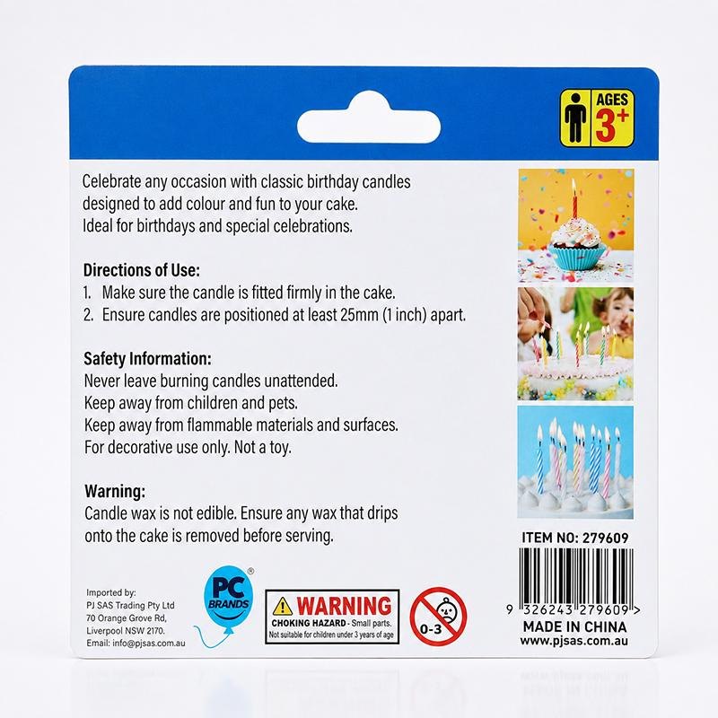 Birthday Candles 6cm (60 Pack, Assorted Colours) — photo 4 of 4