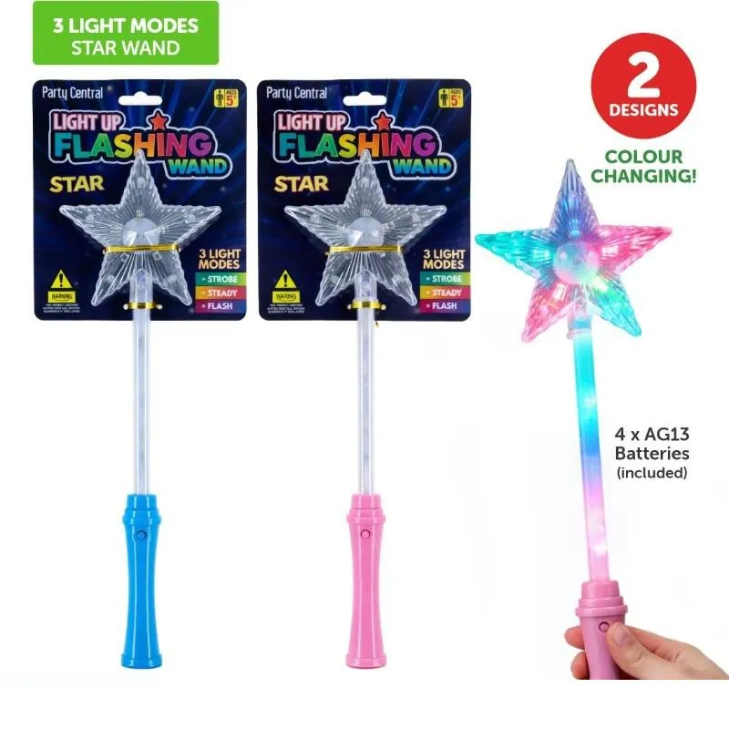 Christmas Light Up Wand Battery Operated LED Star 38.5cm X 12cm X 2.9cm Pink & Blue 3 Functions 4xAG13 Batteries Included – image 4