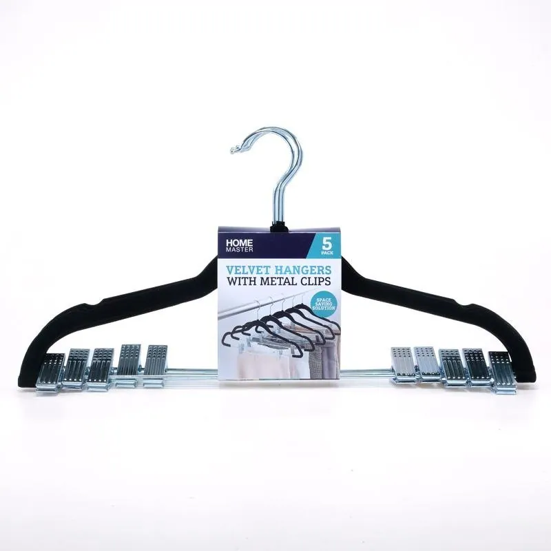 Coat Hanger Velvet with Clips 5pk - Black – image 4