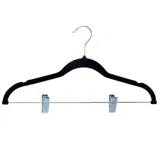 Coat Hanger Velvet with Clips 5pk - Black – image 1