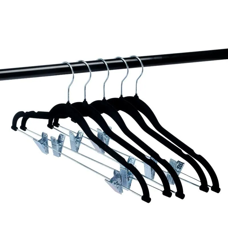 Coat Hanger Velvet with Clips 5pk - Black – image 2