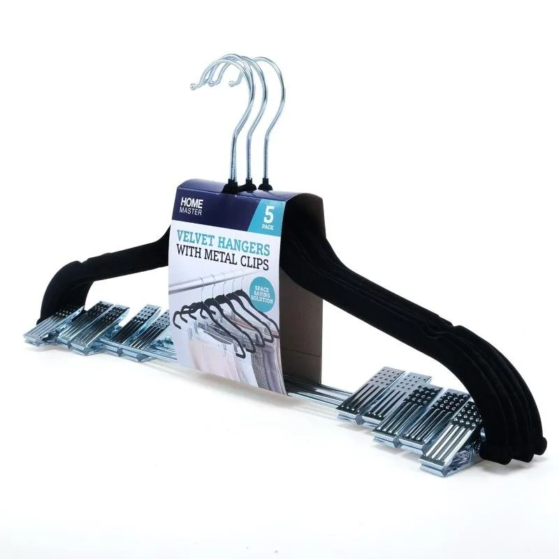 Coat Hanger Velvet with Clips 5pk - Black – image 3