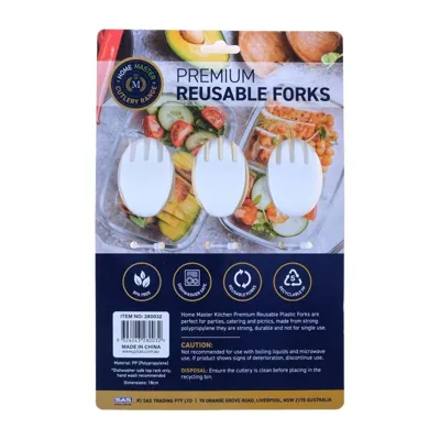 Premium Reusable Plastic Forks 24pk - 18cm - White