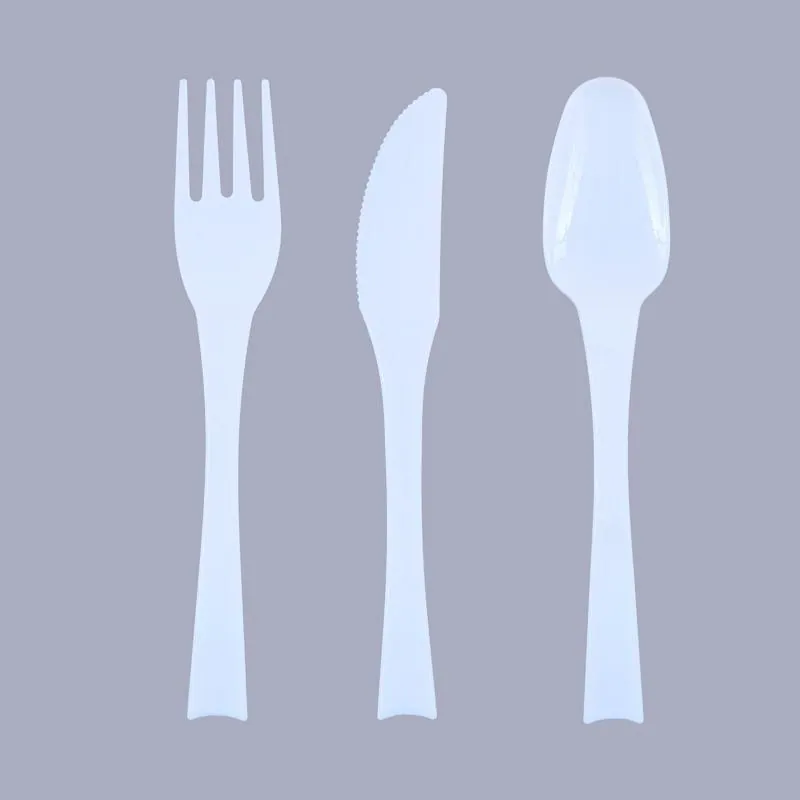 Premium Reusable Plastic Cutlery Set Assorted 24pk - 18cm - White – image 2