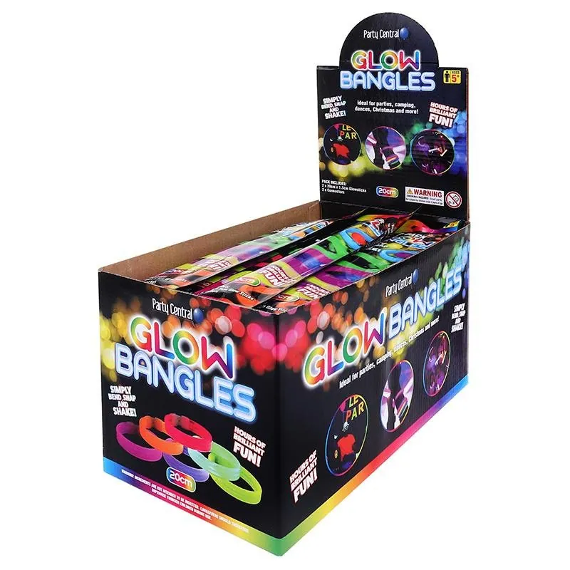 Glow Bangles 2pk - 20cm X 1.5cm - Assorted Colours Green, Yellow, Blue, Red, Purple, Orange – image 2