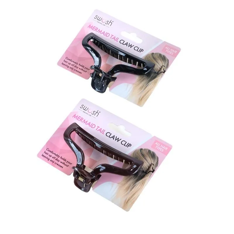 Hair Clip Mermaid Tail Claw 1pc - 9.5cm - Brown & Black Assorted – image 3