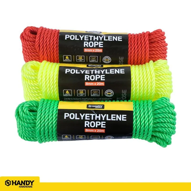 Polyethylene Traditional Rope Assorted Colours (Yellow, Green & Red) 8mm X 20m – image 4