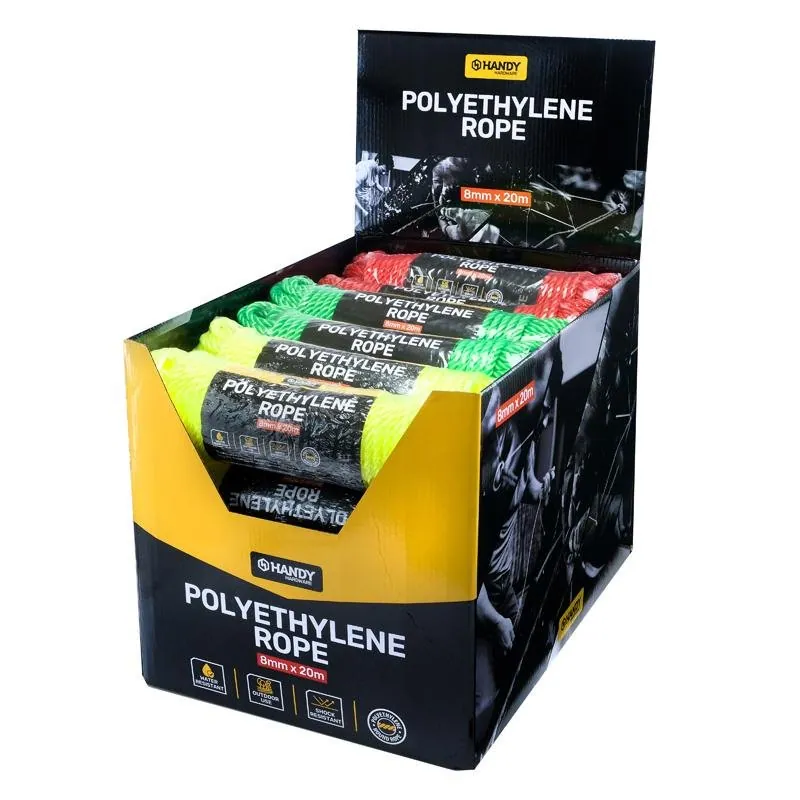 Polyethylene Traditional Rope Assorted Colours (Yellow, Green & Red) 8mm X 20m – image 3
