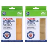 Bandage Strips 9cm X 2.5cm 24pk - 12x Fabric Packs & 12x Plastic (pe) Packs – image 1