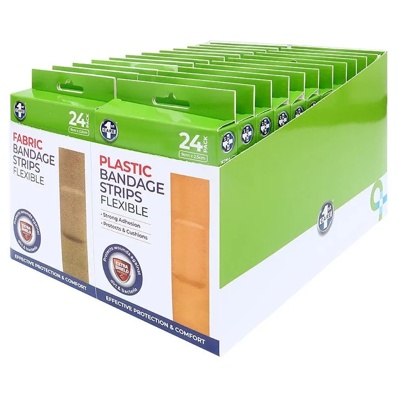 Bandage Strips 9cm X 2.5cm 24pk - 12x Fabric Packs & 12x Plastic (pe) Packs – image 3