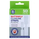 Bandage Butterfly Wound Closure Strips 50pk - Includes 25pc 4.7cm X 1cm & 25pc 7cm X 1.3cm - PE – image 1