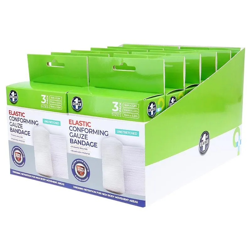 Conforming Gauze Bandages Non-Adhesive 3pk - Sizes: 5cm X 2.2m, 7.5cm X 2.2m, 10cm X 2.2m (4.5m Stretched) – image 3