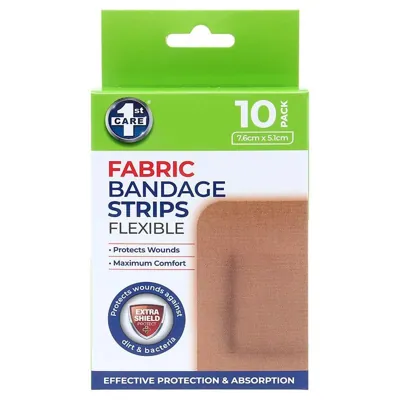 Bandage Strips Flexible 7.6cm X 5.1cm 10pk - Fabric