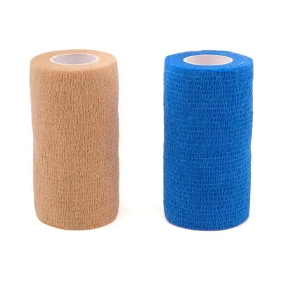 Christmas Cohesive Self-Adherent Elastic Compression Bandage 10cm X 4.5m - Assorted Colours: Tan, Blue