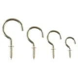 Fasteners & Fixings in Storage Case Round Screw Hooks Brass Plated Assorted Sizes 70pc – image 1