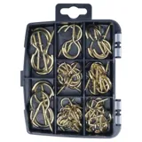 Fasteners & Fixings in Storage Case Round Screw Hooks Brass Plated Assorted Sizes 70pc – image 2