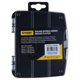Fasteners & Fixings in Storage Case Round Screw Hooks Brass Plated Assorted Sizes 70pc – image 3