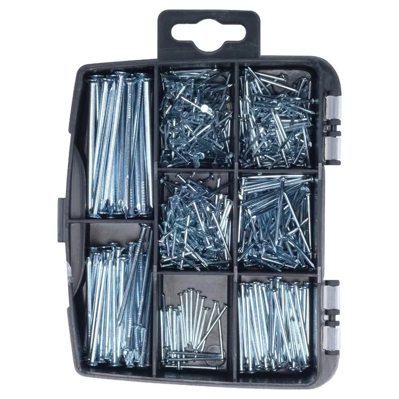 Fasteners & Fixings in Storage Case Flat Head Nails Galvanised Iron Assorted Sizes 530pc – image 2