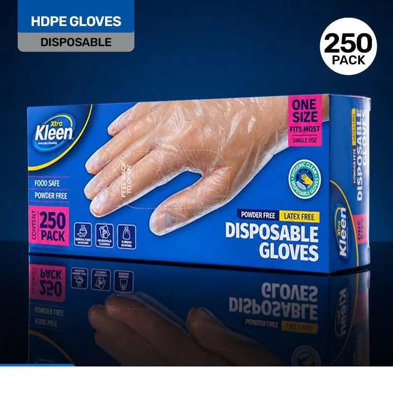 Gloves Powder Free Disposable Multipurpose Cleaning & Food Handling 250pk - Osfm - High Density Polyethylene (hdpe) – image 3