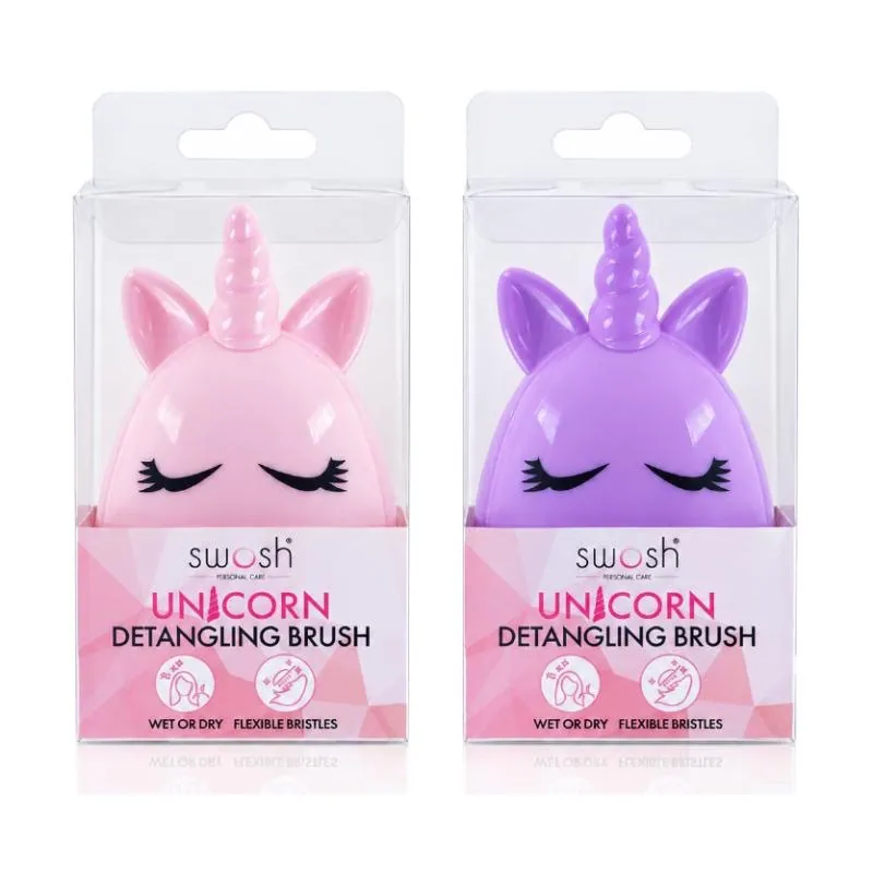 Hair Brush Detangling Unicorn Design 12cm X 6.5cm - Pink & Purple Assorted – image 4