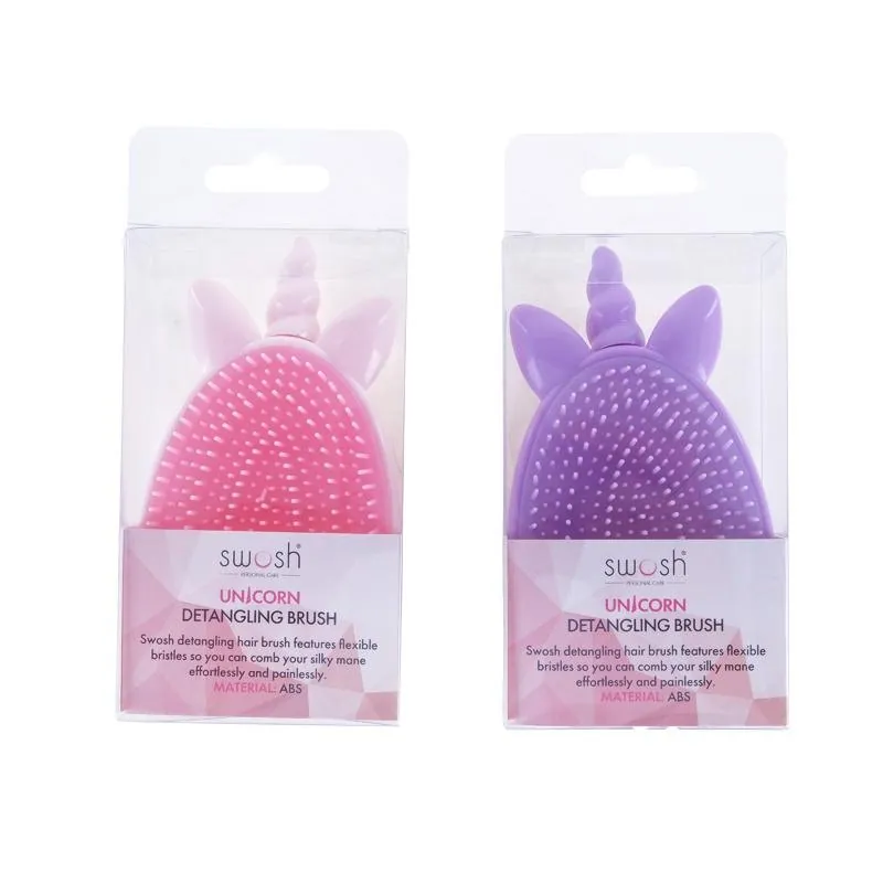 Hair Brush Detangling Unicorn Design 12cm X 6.5cm - Pink & Purple Assorted – image 3