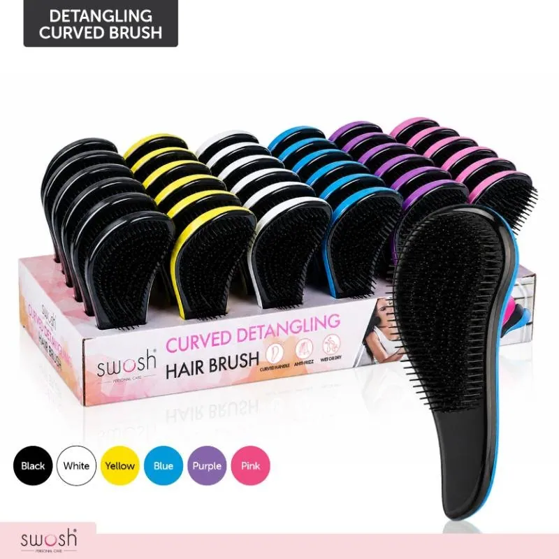 Hair Brush Magic Detangling 15cm X 5.5cm (Small) - 6 Assorted Colours: Hot Pink, White, Purple, Blue, Yellow, Black – image 4