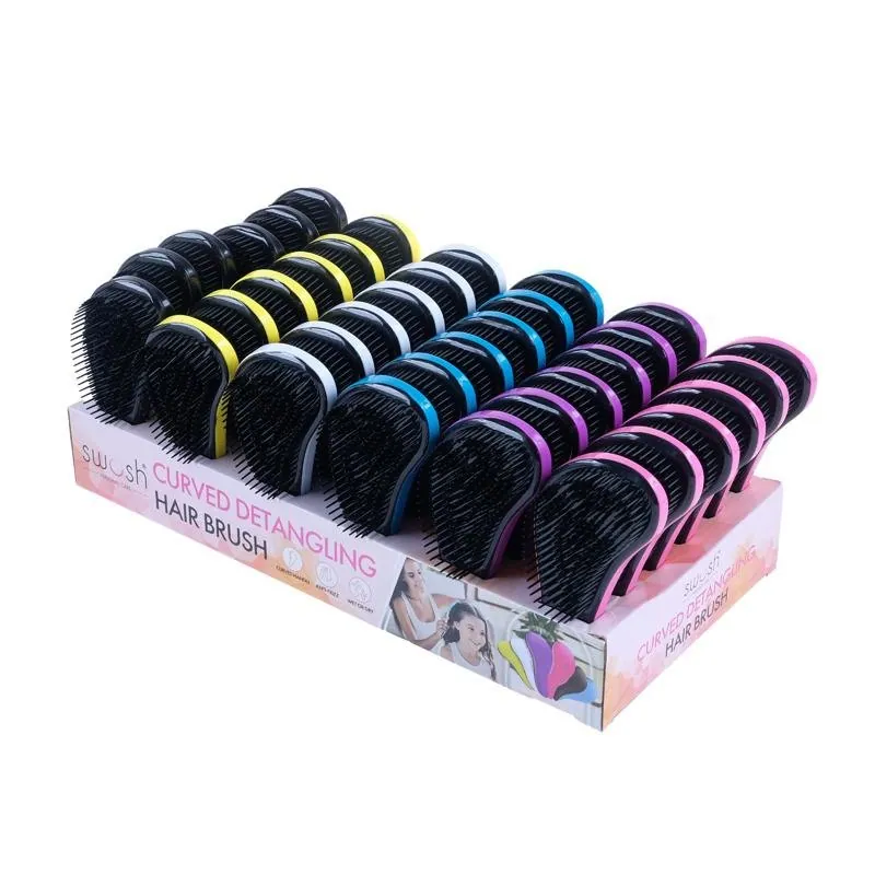 Hair Brush Magic Detangling 15cm X 5.5cm (Small) - 6 Assorted Colours: Hot Pink, White, Purple, Blue, Yellow, Black – image 3