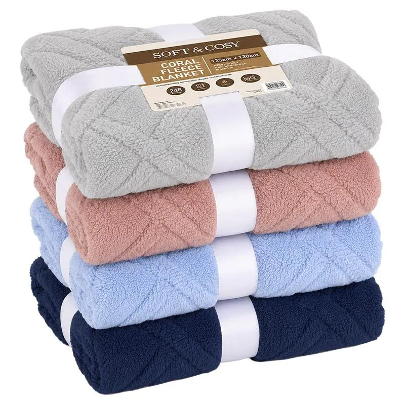 Blanket Coral Fleece Single Layer Embossed 125cm X 150cm Assorted Colours – image 3