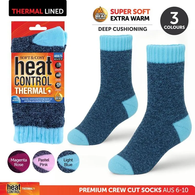 Socks Womens Heat Control Thermal Crew Cut Coloured Pink, Mint Green & Purple – image 4