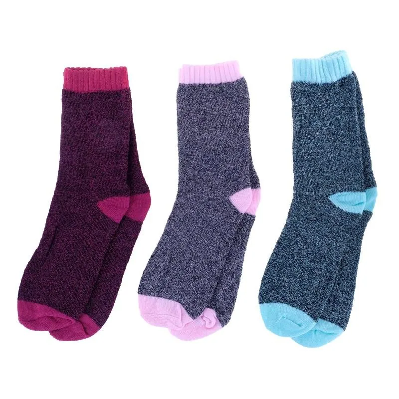Socks Womens Heat Control Thermal Crew Cut Coloured Pink, Mint Green & Purple – image 2
