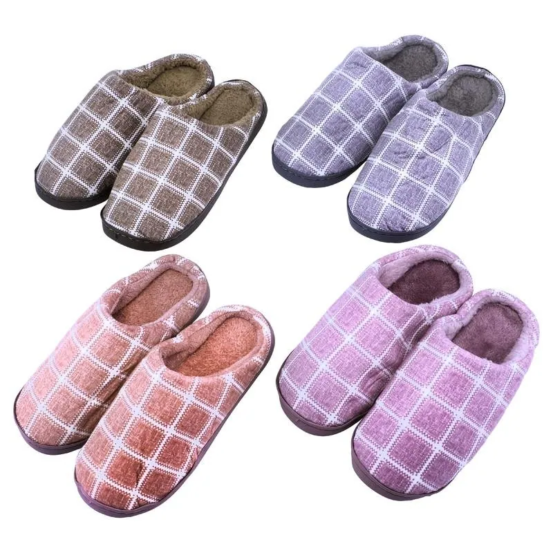 Slippers Adults Slip on Grid Pattern 4 Assorted Colours Mens & Womens Sizes Assorted – image 3