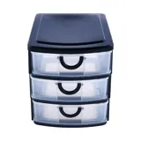 Desktop Storage Plastic 3 Drawer Storage Unit Black with Transparent Front - Medium (19cm X 14cm X 16cm) – image 1