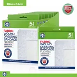 Wound Dressing Bandage with Adhesive 10cm X 10cm 5pk - Fabric – image 4