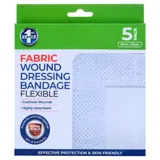 Wound Dressing Bandage with Adhesive 10cm X 10cm 5pk - Fabric – image 2