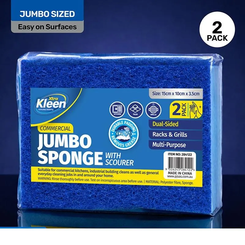 Sponge with Top Scourer Jumbo 2pk - 15cm X 10cm X 3.5cm – image 4