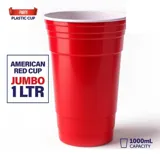 Drinkware & Partyware Plastic Cup Reusable Jumbo 1l American Red – image 3