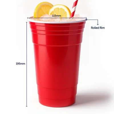 Drinkware & Partyware Plastic Cup Reusable Jumbo 1l American Red