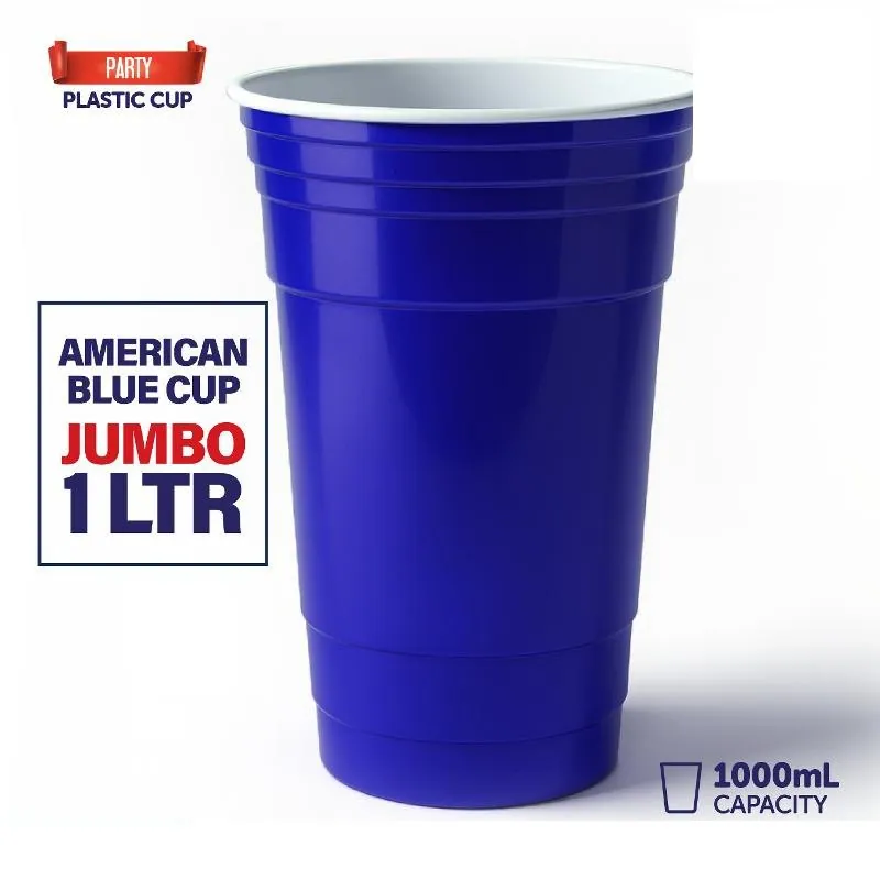 Drinkware & Partyware Plastic Cup Reusable Jumbo 1l American Blue – image 3