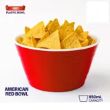Drinkware & Partyware Plastic Bowl Reusable 850ml American Red – image 3