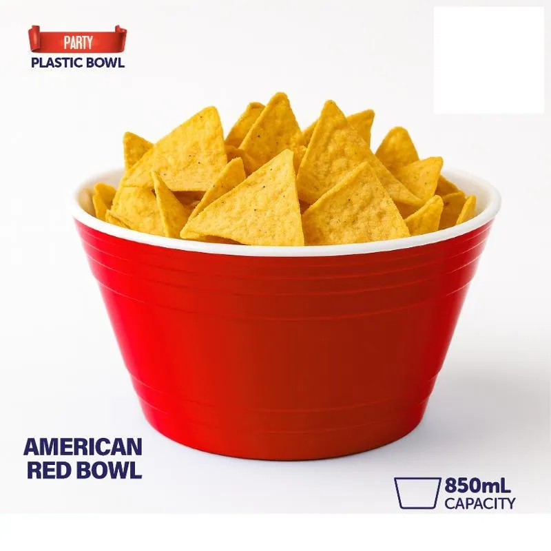 Drinkware & Partyware Plastic Bowl Reusable 850ml American Red – image 3