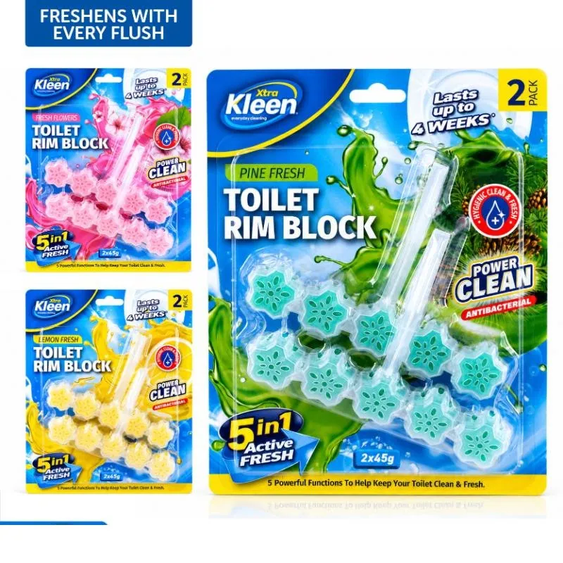 Toilet Rim Clip on Freshener Deoderiser 2pk - 3 Scents: Lemon, Pine, Flower - 2x45g/pk – image 4