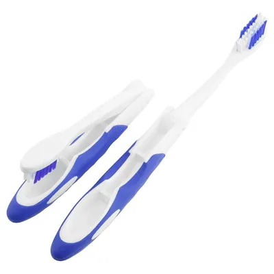 Folding Travel Toothbrush 2pk (Medium Bristle) - Assorted Red, Black & Blue